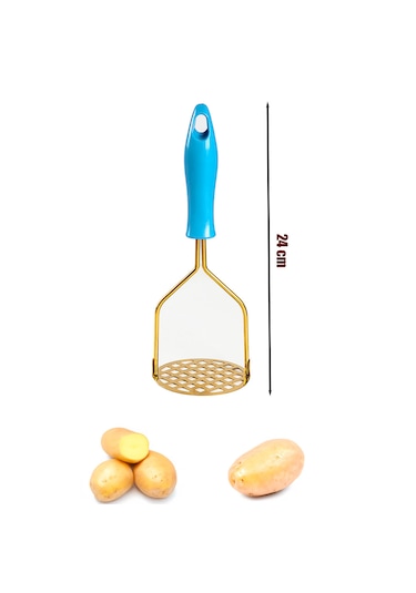 Porsima Paslanmaz Metal Patates Ezici Patates Ezeceği 24cm Mavi