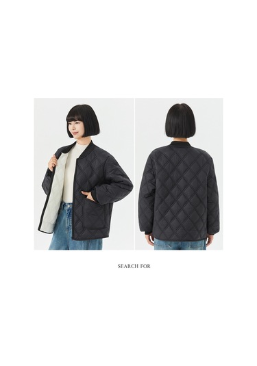 Kadınlar İçin Kışlık Nervürlü Yakalı Polar Astarlı Pamuklu Mont Mor