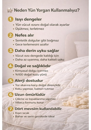 Conzaliza %100 Doğal Yün Yorgan Bej