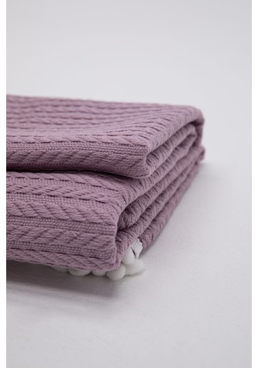 %100 Pamuk Cherry Bebek Battaniyesi Pamuklu Pike 100x120 - Lila