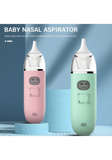 Vkemall Bebek Burun Aspiratörü, 3 Seviye Emme Gücü Ve Led Ekranlı, Yumuşak Müzik İle Rahat Solunum Sağlayıcı, Silikon Uçlar Pembe/yeşil