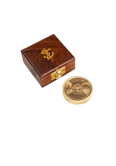 Denizcilik Grubu-marine Pirinç Aksesuar-kutulu Pusula-9x9x4 Cm-j