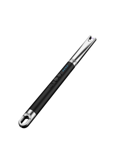 Pazly--led Işıklı Alevsiz Elektrik Ark Çakmak Usb Şarj Edilebilir Siyah