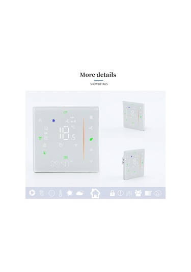 Padalink Bac-006-ew Dört Borulu Klima Termostati, Beyaz Dokunmatik Ekran, Üç Hızlı Fan Ve İki Tel Elektrikli Valf Kontrolü