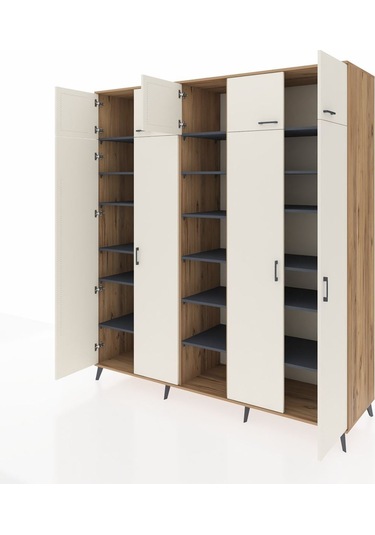 Kronos Dolap 18 Raflı 9 Kapaklı 220x59x243 Çam-aytaşı/antrasit Aytası/antrasıt