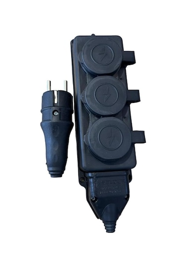 1 Metre 3'lü Grup Priz 3x2.5mm Cca Ttr Siyah Seyyar Elektrik Kablosu