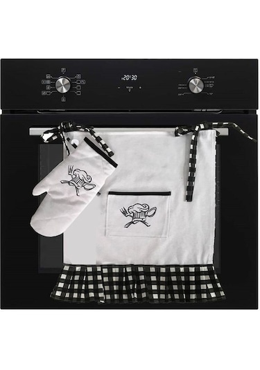 Chef Nakışlı, Fırfırlı - Pileli, Fırın Önlüğü Örtüsü Ve Eldiven