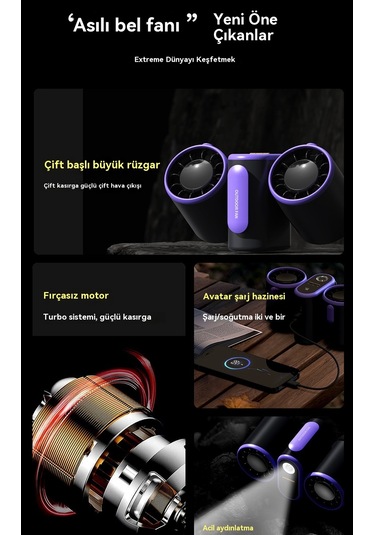 Jian Fan Çok Fonksiyonlu Taşıma-onçift Kafa Asılı Bel Fanıgri Çok Renkli