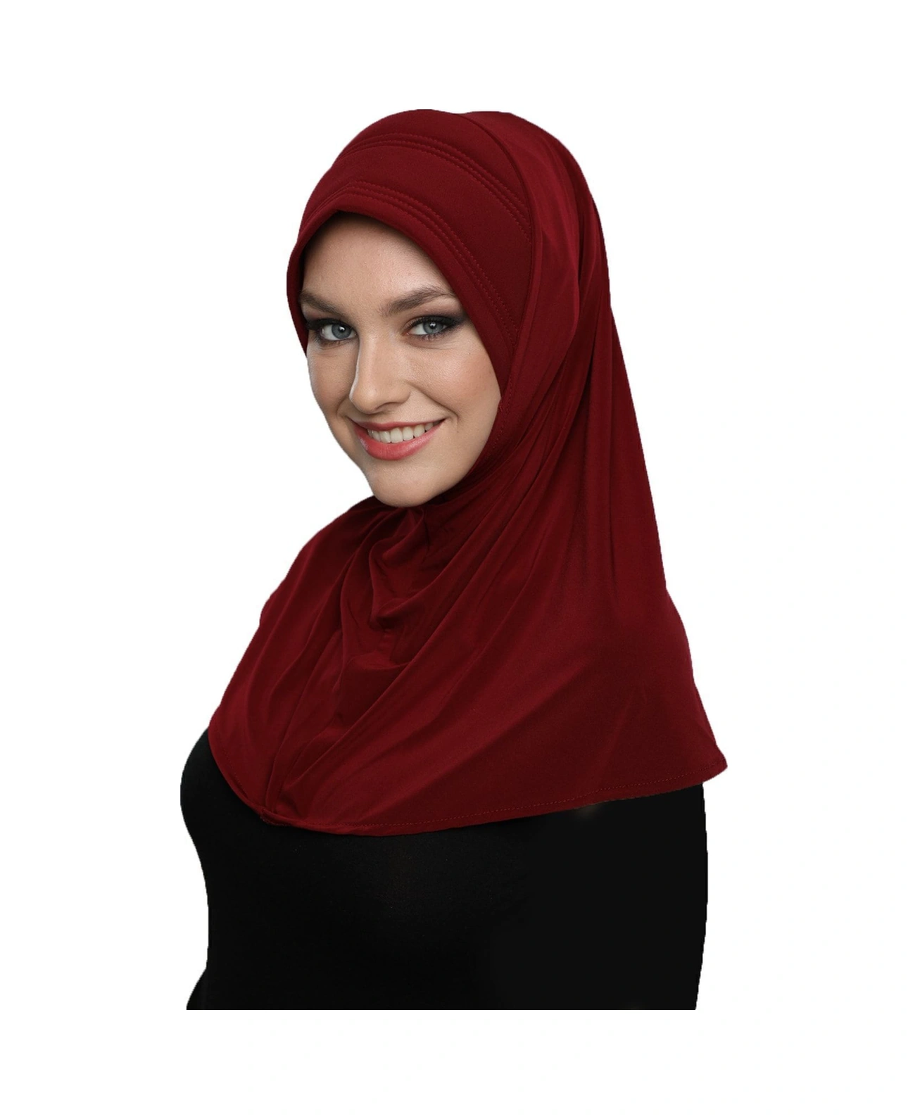 Takmatik Sade Bordo Hazır Türban Tesettür Havuz Bonesi Namaz Örtüsü Bordo