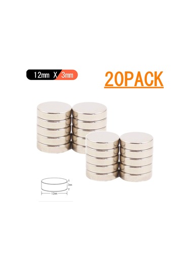 20 Adet Çap 12Mm X Kalınlık 3Mm Yuvarlak Güçlü Neodyum Mıknatıs