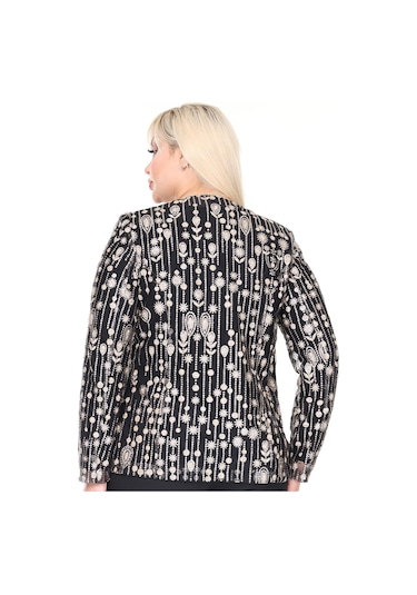 Büyük Beden 3926 Siyah-altın Ceket+bluz Takım 001