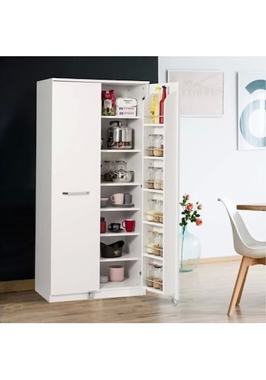 Evistro 2 Kapaklı 90 Derece Açılır Kapak Çok Amaçlı Mutfak Dolabı Beyaz