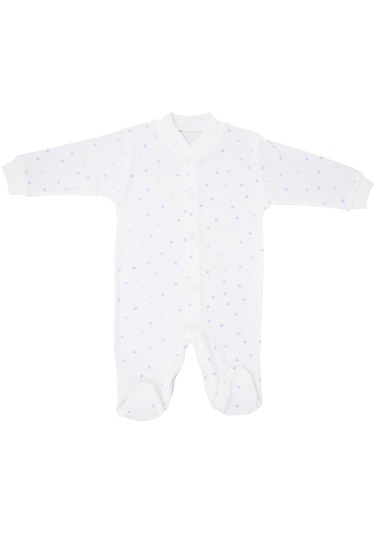 Sebi Bebe Mini Çiçek Bebek Tulumu 9537 Beyaz-mavi Beyaz - Mavi