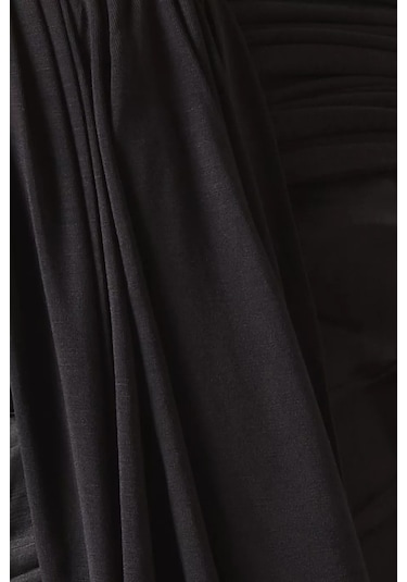Abadia Lou Off - Shoulder Bağlamalı Viskon Karışımı Top Siyah