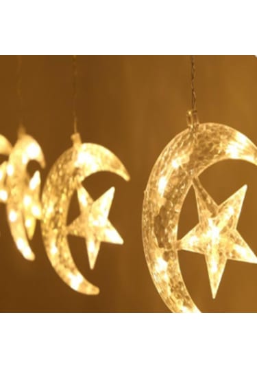 Led Perde Ay Yıldız Model Saçaklı 2.5 Metre