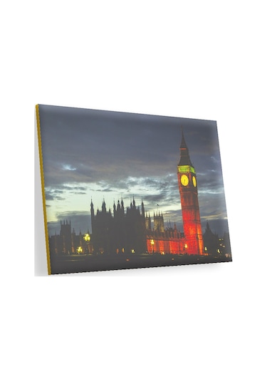 Cakasepetim Akşam Karanlığında Big Ben Saat Kulesi Ahşap Mdf Tablo