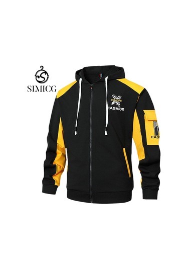 Kapüşonlu Rahat Spor Bol Trend Erkek Ceketi Siyah Ve Kırmızı