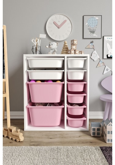 %100 Mdf - Small Duo 10 Sepetli Oyuncak Dolabı Pembe