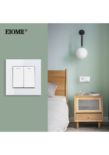 Eıomr Ab İngıltere Standart Duvar Işık Anahtarı 2 Gang 1/2 Yollu Başucu Ordu Yeşil 2gang 1way