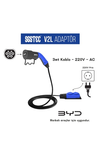 Sgstec Byd 3 M Kablolu 2'li V2L Uzatma Priz Adaptör 3.5 KW