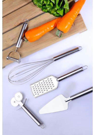 5 Parça Çelik Paslanmaz Mutfak Servis Ve Hazırlık Seti Çeyiz Seti