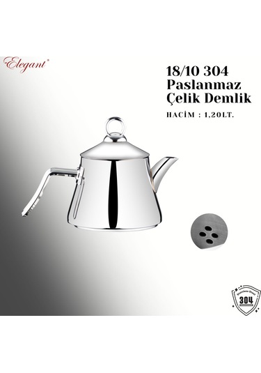 Alya Orta Boy Çelik Kulplu Çaydanlık Takımı Çelik