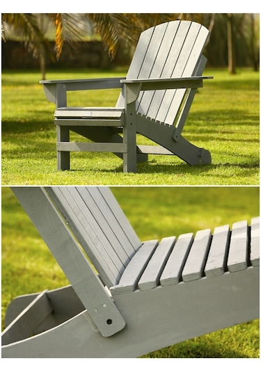 Mandu Adirondack Ahşap Bahçe Sandalyesi Gri Antrasit