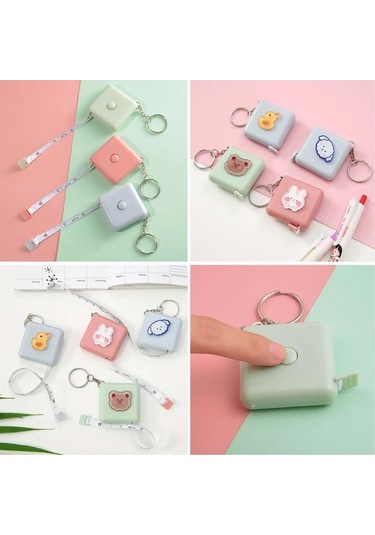 Ollevra Sevimli Çanta Boy Anahtarlıklı Mezura Yumuşak Stickerli 150 Cm Uzunluğunda Pratik Taşınabilir