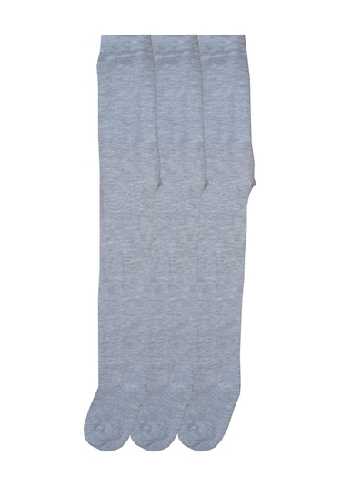 Kız / Erkek Bebek Çocuk Düz Renk Külotlu Çorap 3 Lü Paket Gri