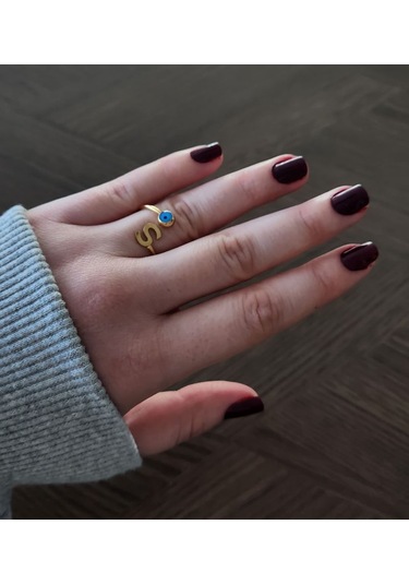 Kadın Nazar Boncuklu Ayarlamalı Çelik S Harf Yüzük 888610