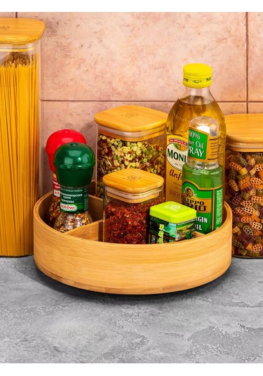 Elan Gallery 4 Bölmeli Dönen Bambu Standı 24x24x7,2 Cm 208742514 Açık Kahverengi