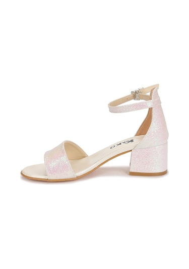 Kiko 769 Kum Simli Günlük Kız Çocuk 3 Cm Topuk Sandalet Ayakkabı (456326939) Ekru