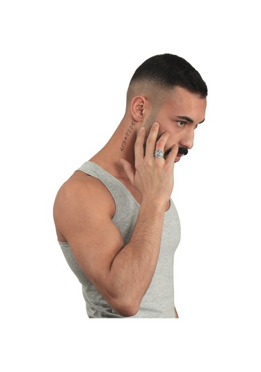 Erkek Antik Gümüş Kaplama Ayarlanabilir Zülfikar Zihgir Yüzük Gümüş