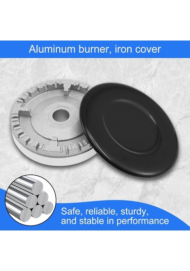 Xindoker Metal Ocak Bıçaklık Kapağı Ve Alev Bölücü Seti, 8 Parça Mutfak Aksesuarı, Çoğu Ocağa Uygun Siyah-gri