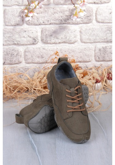 Mehmet Mete 42325 Comfort Rahat Esnek Hakiki Deri Erkek Ayakkabı Haki