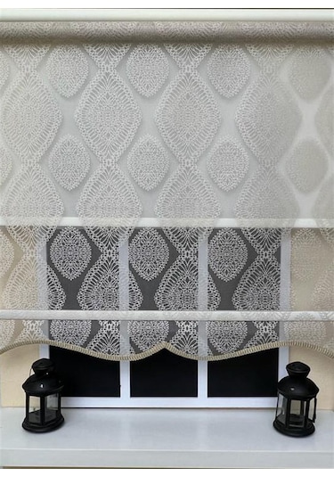 Storburada Çift Mekanizmalı Bej Tül Perde Ve Ekru Stor Perde Stb45240-v109 Bej