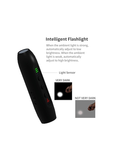 Hallow Ultrasonik Köpek Kovucu 3 Modlu Akıllı Yüksek Parlaklıklı Siyah