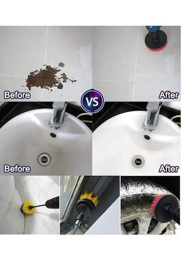 Depomega Fırça Seti Banyo Mutfak Jant Temizlik Matkap Ucu 3'lü