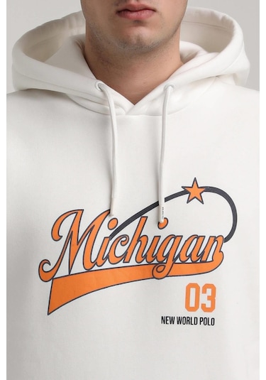 Kapüşonlu Ekru Slim Fit Full-zip Sweatshirt 24fwm64079 Ekru