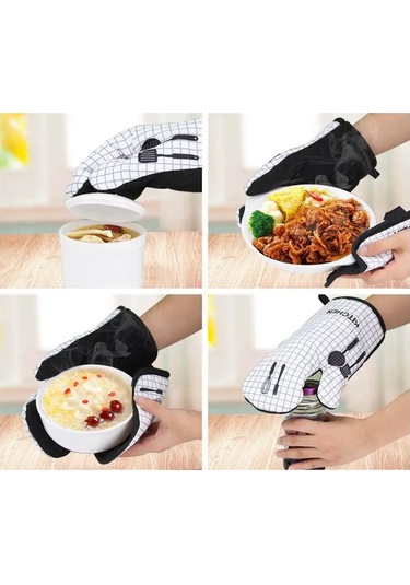 Maks Store Mutfak Seti 2 Parça/mürekkep Başlıklı Isı Tutucu/eldiven Tutacaklı Isı Tutucu 126352037 Beyaz