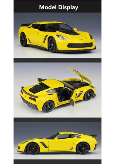 Chevyrolet Corvette Z06 1/24 Sarı Renk Model Araba Koleksiyon