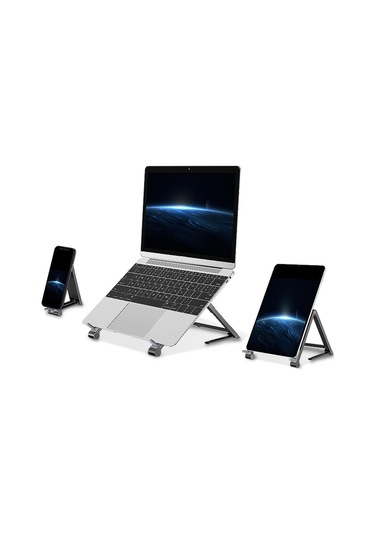 Yunboo Ergonomik Katlanır Laptop Standı - Tüm Telefon Ve Tabletler İçin Kaymaz Tabanlı Alüminyum Dizüstü Bilgisayar Tutucu