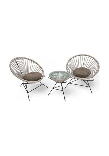 Luvi Salep Çukur İki Kişilik Sandalye Seti Krem Kırem