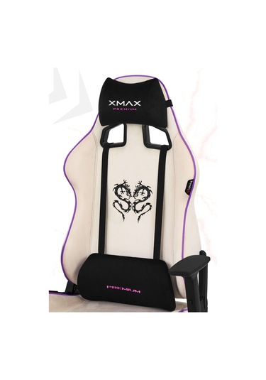 Rio Plus Balerion Terletmez Kadife Kumaş Beyaz Gaming Oyuncu Koltuğu -4 Beyaz