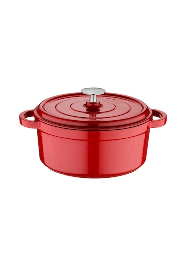 Olika Iron 24cm Demir Döküm Derin Tencere Kırmızı