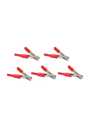 Geeroyoo 40a Akü Şarj Klembi, 20mm Açılış, Dayanıklı Çelik + Pvc, Güçlü Tutma, 5 Adet Kırmızı, Otomobil-rv-gemi Elektrik Testi