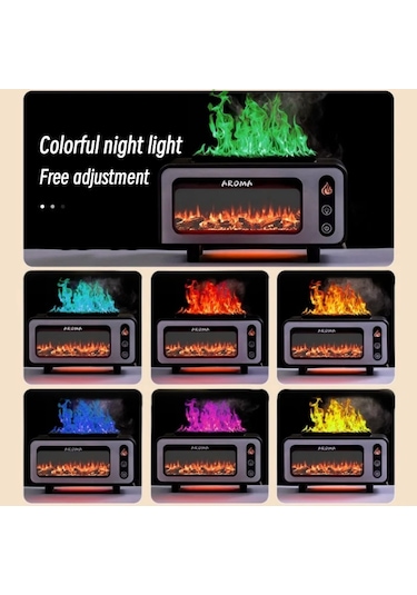 Sones 200ml Şömine Alev Aromaterapi Hava Nemlendirici Usb Renkli Gece Lambası Esansiyel Yağ Difüzörü