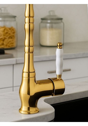 Rudi Armatür 360 Döner Gövdeli Pirinç Malzeme Rustik Eviye Bataryası Diğer