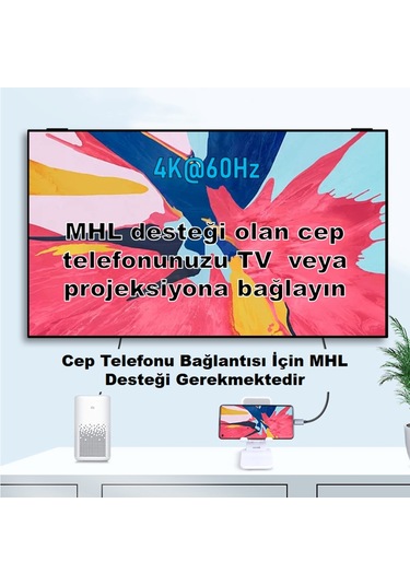 JEYI 1.8 Metre USB Type-C (Erkek) to HDMI 4K/60Hz (Erkek)