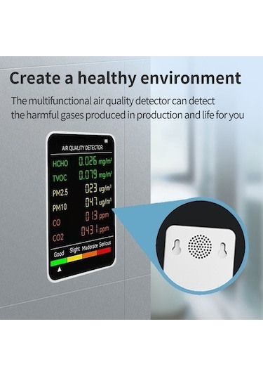 Tongxida Pm2.5/pm10 Hava Kalitesi Dedektörü İç Mekan Hava Kalitesi Monitörü Siyah